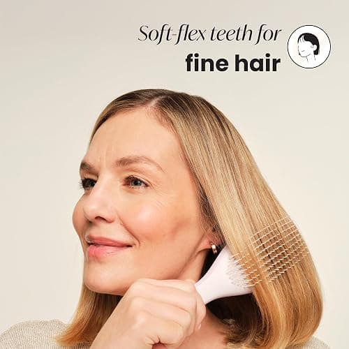 Tangle Teezer Fine and Fragile Ultimate Detangler Hairbrush for Coloured, Fine & Thin Hair - Two-Tiered Soft Flex Teeth Reduce Breakage & Pulling - Gentle on Delicate Hair - Pink Dust thumbnail 3