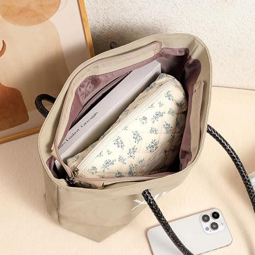 Quilted Cotton Makeup Bag 2Pcs Coquette Cosmetic Bag,Large Soft Floral Travel Toiletry Bag for Women and Girls (01Bear) thumbnail 6