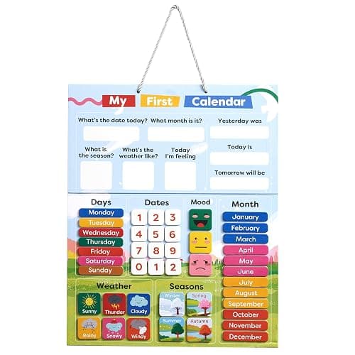 Chuckle My First Calendar for Kids - Days of the Week & Weather Learning Chart - 40 x 32cm, Magnetic with Hanging Loop, Educational Children Toy for Home & Classroom - Image 1