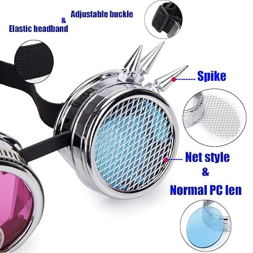 Lelinta Vintage Steampunk Goggles Glasses Halloween Costume Accessories for Men Women Cosplay Party thumbnail 3