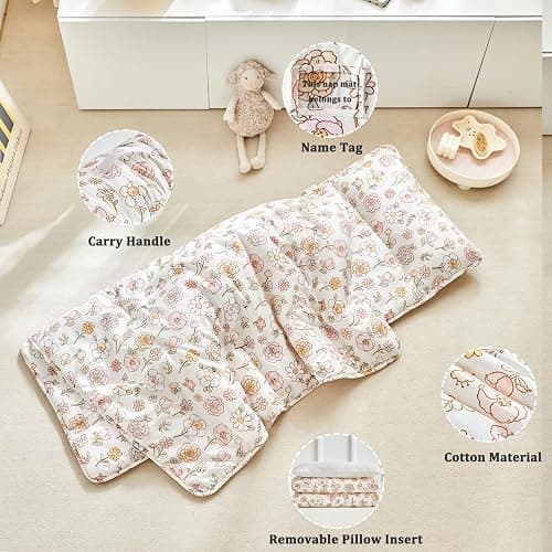 Toddler Nap Mat with Removable Pillow,Ultra Soft Slumber Bags for Girls,Kids Sleeping Bags with Roll Up Design, Perfect for Preschool,Daycare,Kindergarten thumbnail 2