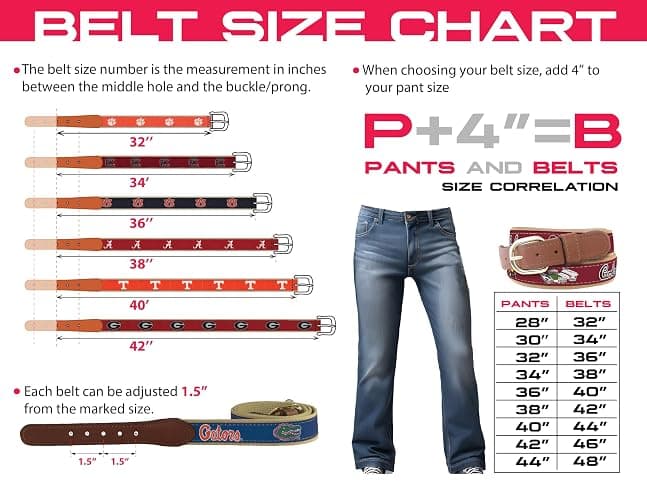 ZEP-PRO NCAA Men's Collegiate Woven Ribbon Belt, Sizes 30-46 thumbnail 5