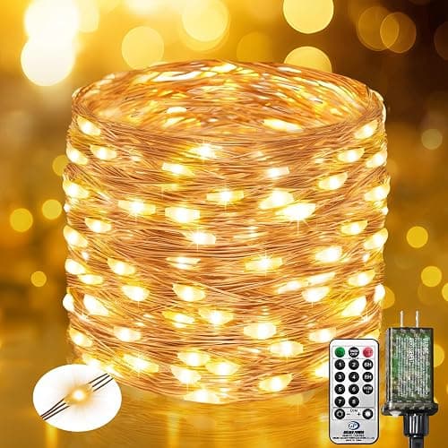 btfarm Fairy Lights Plug in with Remote, 33FT 100 LED Outdoor Twinkle Lights Waterproof with Timer, 8 Modes Indoor String Lights for Bedroom Patio Garden Wedding Christmas Decoration, Warm White - Image 1
