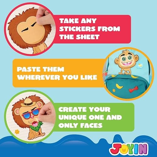 JOYIN 24PCS 9"x6" Make a face Stickers for Kids, Make Your Own Safari Animal Stickers, Jungle Party Favors Kids Crafts, Goodie Bags Stuffers, Classroom Rewards thumbnail 5