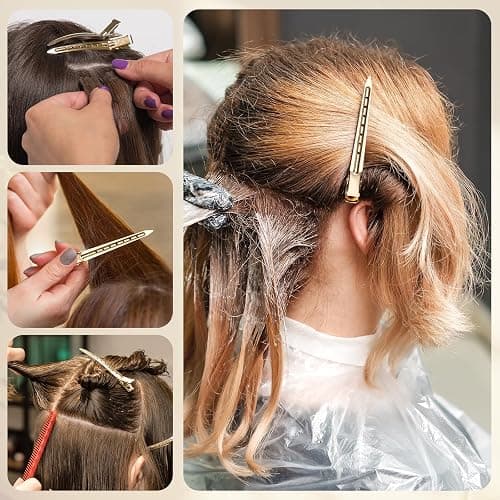 40PCS Metal Duck Bill Hair Clips for Women Alligator Curl Clips for Styling | CWJCYTNSN 3.5 Inch Rustproof Metal Hair Clips for Thick Hair & Thin Hair, Gold Styling Clips with Holes for Salon thumbnail 6