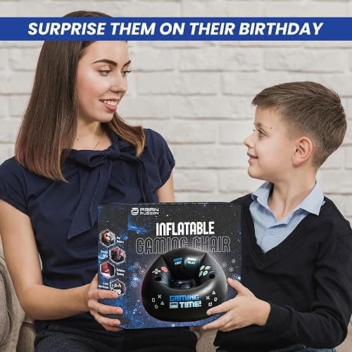 Inflatable Gaming Chair for Kids & Teens with Cup Holders and Side Pocket - This Air Gaming Bean Bag Chairs for Kids is The Perfect Furniture for Gamer Room Decor - Perfect Gaming Stuff for Boys 4-12 - Blue GT thumbnail 9