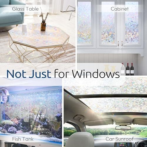 rabbitgoo Window Privacy Film Rainbow Film Decorative Window Sticker, 3D Static Stained Glass Cling Tint for Home Heat Control Non-Adhesive, 17.5 x 78.7 inches thumbnail 7