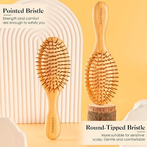 GAINWELL Hair Brush for Hair Growth, Bamboo Bristles Detangling Wooden Paddle Hair Brush for Massaging Scalp, All Hair Types Women Men Kids, Ergonomic Handle, Pointed Bristle thumbnail 6