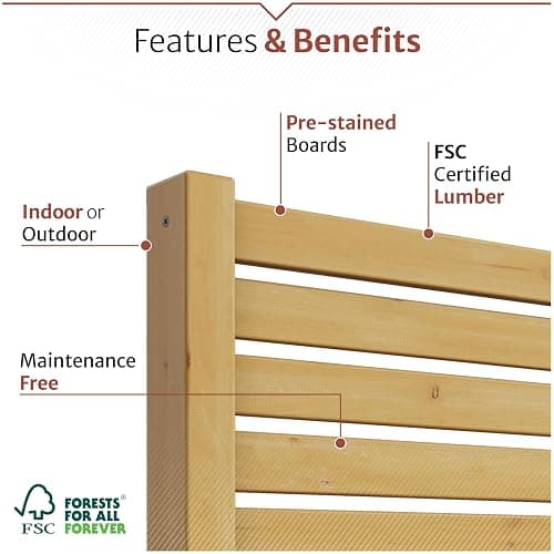 6.1ft H x 3ft W (1 Panel) Freestanding or Surface Mounted Enclo Tiaga Privacy Screen, Wood Privacy Fence Screen, Outdoor or Indoor Decorative Panel, Great for Balcony, Patio, Deck, EC18030 thumbnail 4