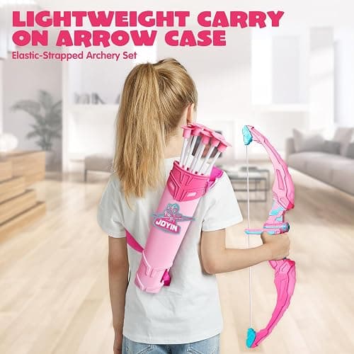 JOYIN Pink Bow and Arrow Set for Girls, LED Light Up Archery Toy Set with 9 Suction Cup Arrows, Target & Arrow Case, Christmas Indoor Outdoor Activity Toy for Kids Girls Ages 3-12 thumbnail 7