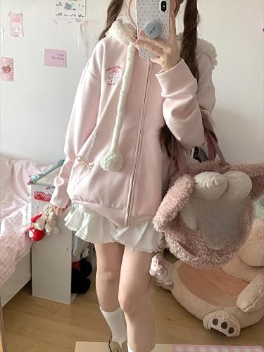 KSDDC Y2K Cutecore Kawaii Jojifuku Jacket Women Lolita Long Sleeve Zip Up Hoodie Oversize Sweatshirt Top Igari Clothes thumbnail 6