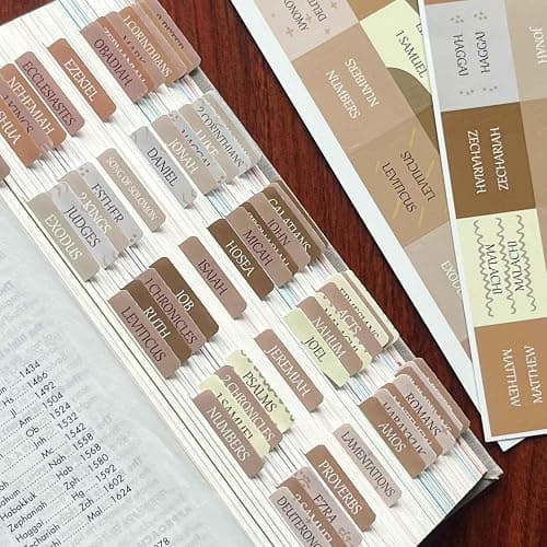 Laminated Bible Tabs, Reposition Large Print Stickers, Easy to Read and Apply Bible Tabs for Women and Man (Coffee Style) - Image 1