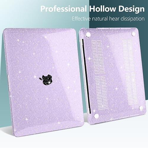 DONGKE for MacBook Pro 13 inch Case 2023 2022 2021 2020 Release Model A2338 M2/M1 A2289 A2251 with Touch Bar & Touch ID, Glitter Bling Plastic Hard Shell Case & Keyboard Cover, Star Purple thumbnail 7