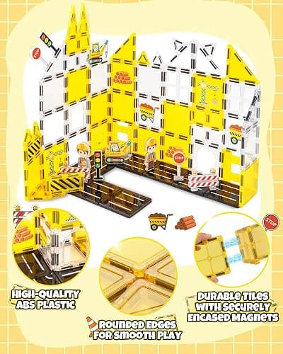 LADFAR Magnetic Tiles for Kids, Construction Magnetic Building Blocks,37pcs STEM Educational Magnet Toys, Ideal Gift for Boys & Girls for Christmas & Birthday thumbnail 5