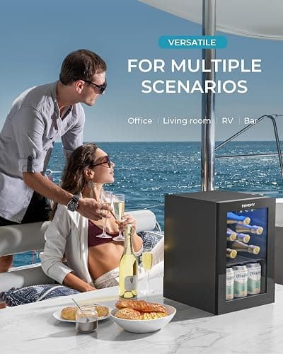 EUHOMY 18L Beverage Refrigerator Cooler, 24 Cans Mini Fridge with Quiet Compressor, Countertop Small Fridge with 40°F-61°F Digital Temperature Control, LED Lgiht for Home, Bar, Office thumbnail 7