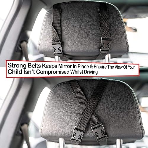 RAVIAN Espejo de coche para bebé para asiento trasero - Espejo de asiento más seguro con vista cristalina, a prueba de roturas, ajustable (paquete de 1) thumbnail 5