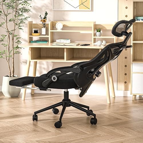 Ergonomic Office Chair with Footrest - Adjustable Lumbar Support & Headrest, 90-160° Reclining Mesh Back Computer Chair - Home Office/Gaming, 330lbs Capacity (SGS Certified) - Image 1