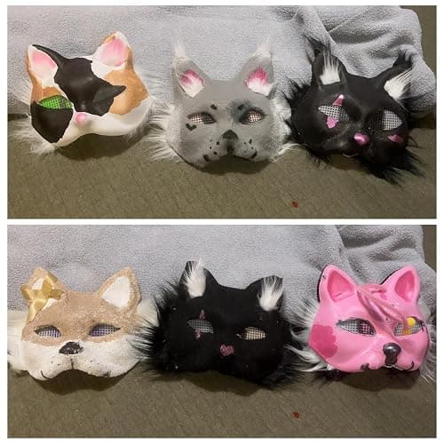 Apettoey 10PCS Cat Masks - White Therian Masks for Masquerade, Halloween, Kids Cosplay & Costume Parties thumbnail 7