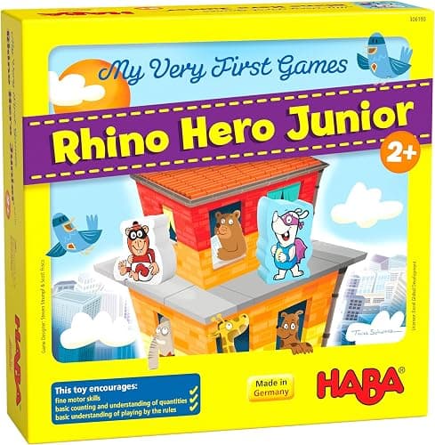 HABA 306193 My Very First Games – Rhino Hero Junior - A Cooperative matching and stacking game for ages 2+ (Made in Germany) - Image 1