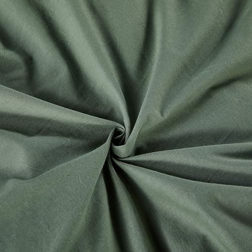 Sedefen Housse de Couette 220 x 240 cm Vert Sauge Coton lavé Couleur Unie - Parure de Lit 2 Personnes avec Fermeture Éclair - Aspect ridée Naturel Housse Couette avec 2 Taie d'oreiller 65x65 cm thumbnail 3