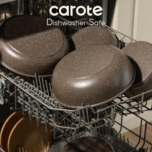 CAROTE 17PCS Pots and Pans Set Non Stick with Detachable Handle, Nonstick Cookware Sets, Cooking Kitchen Set, Oven/Dishwasher Safe, Induction Cookware, Brown, RV Kitchen Pot and Pan thumbnail 6