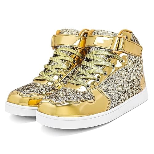 Wooowyet Glitter Shoes Kids High Top Sneakers for Boys Girls Gift Party Birthday Christmas Halloween thumbnail 3