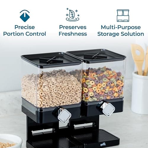 Honey-Can-Do Zevro Compact Dry Food Dispenser, Dual Control, Black/Chrome thumbnail 7