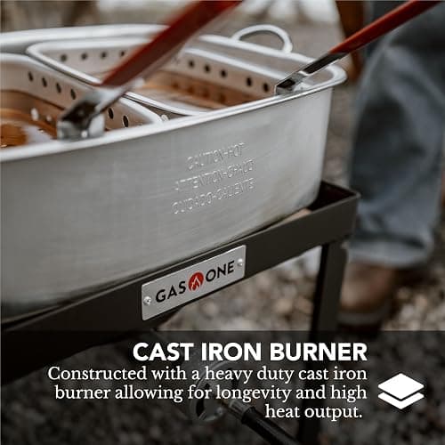 Gas One Double Fryer with 2 Baskets Propane Burners for Outdoor Cooking – Heavy Duty 18Qt Aluminum Pot Outdoor Deep Fryer with Cast Iron Burner – Propane Deep Fryer with Thermometer thumbnail 6