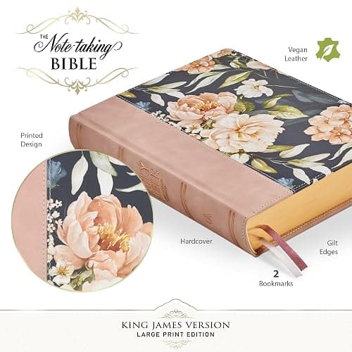 KJV Holy Bible, Large Print Note-taking Bible, Vegan Leather Hardcover - King James Version, Dusty Peach Printed (KJV Note-taking Editions) thumbnail 3