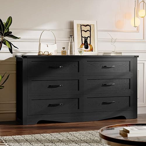 BORNOON 6-Drawer Dresser for Bedroom, Modern Wooden Chest of Drawers with Metal Handles, Anti-Tipping Design, Sturdy and Stable Storage Organizer for Living Room, Entryway, Home Office - Image 1