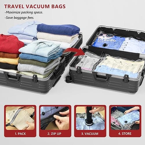Travel Vacuum Bags for Clothing with Rechargeable Electric Pump, Compression Packing Cubes Organizer Storage for Luggage Suitcase, Space Saver Seal Bags for Vacation Cruise, 21 Combo thumbnail 3