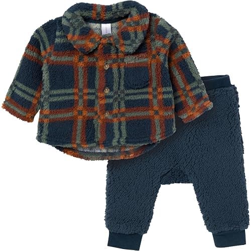 Shacket and Pant Set, 0-3 months in Navy Plaid - Image 1