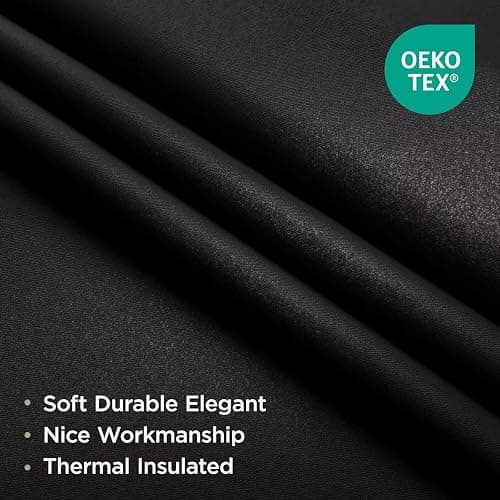 Joydeco Blackout Curtains 90 Inches Long,Curtains 2 Panels Set Thermal Insulated Length Curtains& Drapes 2 Burg, Room Darkening Grommet Drapes for Living Room Bedroom Window (Black, W52 x L90 Inch) thumbnail 3