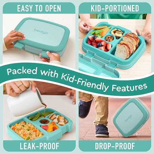 Bentgo Kids Bento-Style 5-Compartment Leak-Proof Lunch Box - Ideal Portion Sizes for Ages 3 to 7 - Durable, Drop-Proof, Dishwasher Safe, PFAS & BPA-Free & Made with Food-Safe Materials (Seafoam) thumbnail 5
