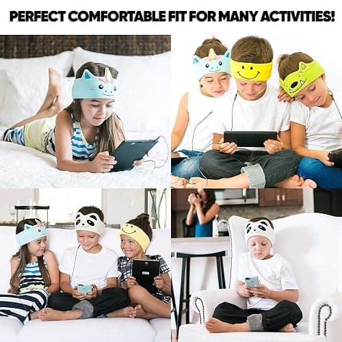 CozyPhones Over The Ear Headband Headphones - Kids Headphones Volume Limited with Thin Speakers & Super Soft Fleece Headband - Ivory Panda thumbnail 8