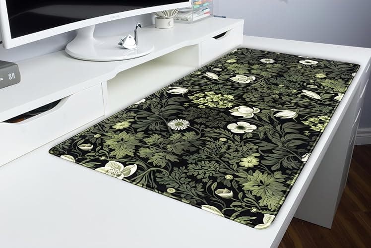 Dark Green Floral Plants XXL Gaming Mousepad & Desk Pad - Nature Leaf Flower Laptop Keyboard Mat 31.5 x 15.75 thumbnail 6