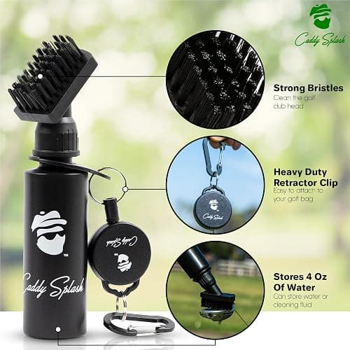 Caddy Splash Golf Club Brush Cleaner with Water - Heavy Duty Retractable Clip- Squeeze Bottle for Easy Cleaning with Nylon Bristles- Holds 4 Oz Water - Golf Accessories for Men- USA Company thumbnail 2