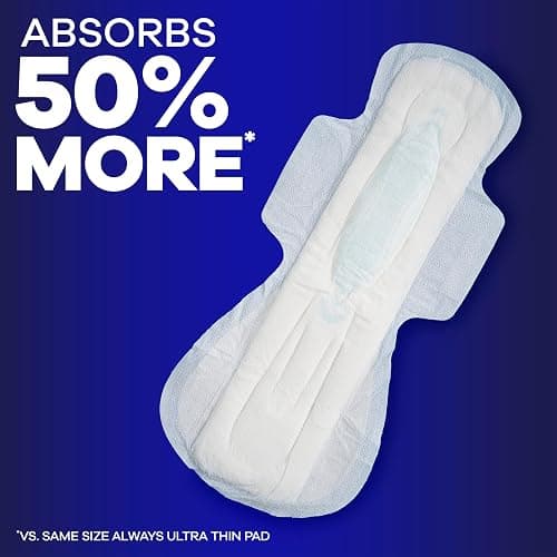 Always Maxi Overnight Pads with Wings, Size 5, Extra Heavy Overnight, Unscented, 72 Count thumbnail 3