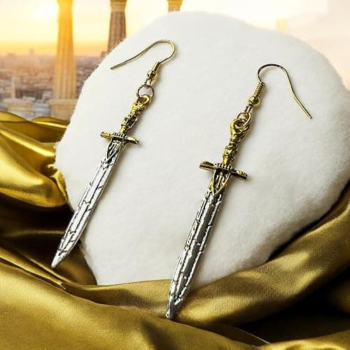 Annabeth Riptide Sword Sea of Monsters Olympian Demigod Silver Tone Drop Dangle Earrings thumbnail 8