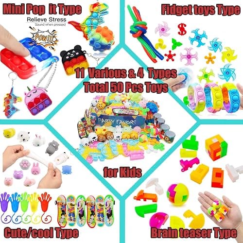 109 PCS Premium Party Favors Toys for Kids,Assortment Mini Pop Fidget it Toys for All Ages Kids,Classroom Prizes,Treasure Chest, Prize Box Toys, Goody Bag Fillers,Carnival Prizes for Boys Girls 4-10 thumbnail 2