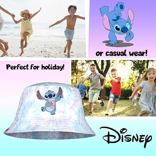 Disney Stitch Bucket Hat for Girls Age 5-12 Summer Hat for Kids Lightweight Breathable Sun Hat Gift for Girls Multicolour thumbnail 4