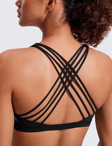 CRZ YOGA Naked Feeling Strappy Sports Bras for Women - Criss Cross Back Wireless Padded Cami Yoga Workout Top thumbnail 5