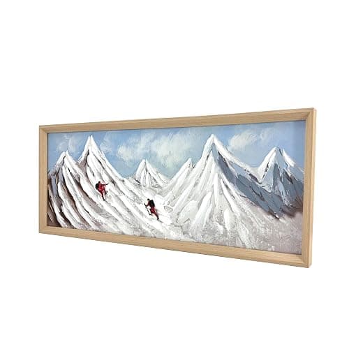 Framed Snow Mountain Wall Art, 12x36Inch | Ocean Snow Theme, Courage Inspire Decor, Hand-Painted 3D Textured Canvas, Ready to Hang, Tabletop or Wall thumbnail 4