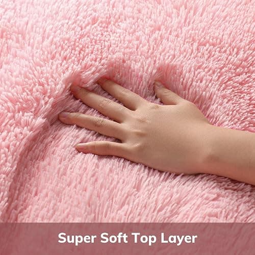 Ophanie Pink Area Rugs for Bedroom Girls, 6x9 Kids Fluffy Fuzzy Furry Shag Carpet, Plush Soft Cute Baby Shaggy Bedside Indoor Floor Rug for Teen Dorm Home Decor Aesthetic, Nursery - 6' x 9' (Rectangular) - 5- Pink thumbnail 2