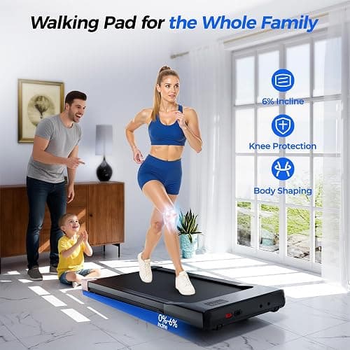 SupeRun Walking Pad with Incline, Under Desk Treadmill, 3 in 1 Portable Treadmills for Home with Remote Control LED Display, 2.5 HP Quiet Mini Treadmill for Office Home Use, 300 Lbs Capacity thumbnail 2