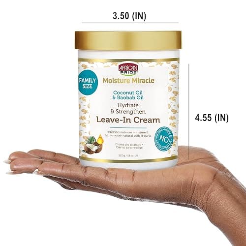 African Pride Moisture Miracle Coconut Oil & Baobab Oil Leave-In Hair Cream - Provides Intense Moisture & Helps Repair Natural Coils & Curls, Hydrates & Strengthens, 18 oz thumbnail 6