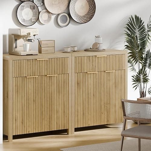 Lulive Fluted Buffet Cabinet with Storage Sideboard Cabinet Adjustable Shelves for Kitchen Living Room, Kitchen, Entryway thumbnail 5