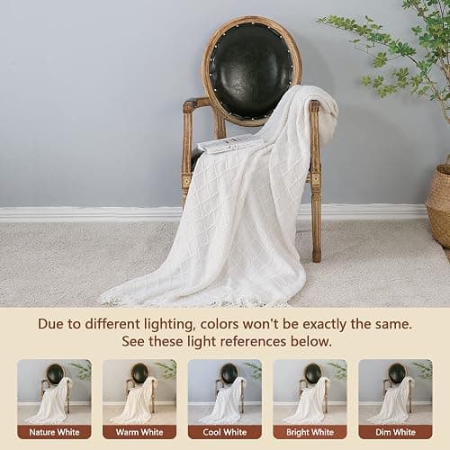 inhand Knitted Throw Blanket for Couch and Bed, Soft Living Room Home Decor Knitted Blanket with Tassel, Outdoor Lightweight Breathable Summer Blanket, Farmhouse Warm Woven Decorative, 50"x60" thumbnail 5