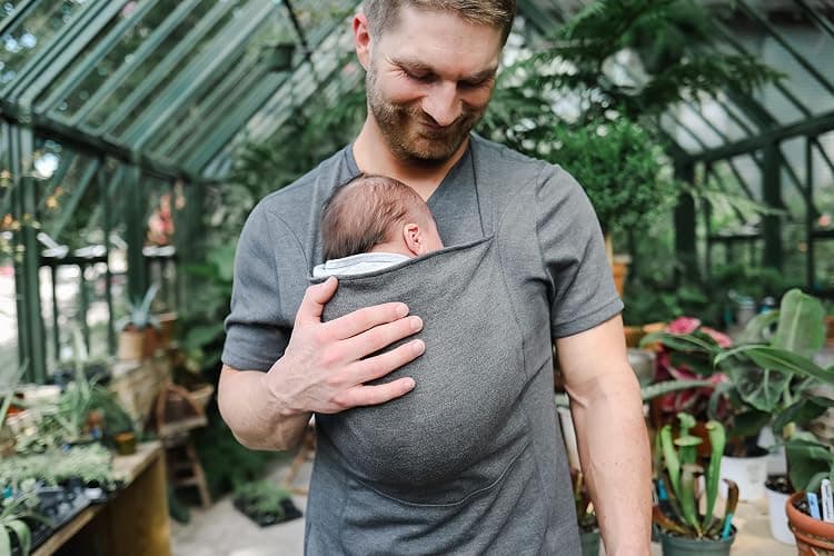Lalabu The Dad Shirt | Hands-Free Baby Carrier for Dad with Kangaroo Pouch | Engineered for Bonding, Safety, & Comfort for Newborns Up to 15 Lbs. | CPSC Compliant - Simple Gray - XL thumbnail 2