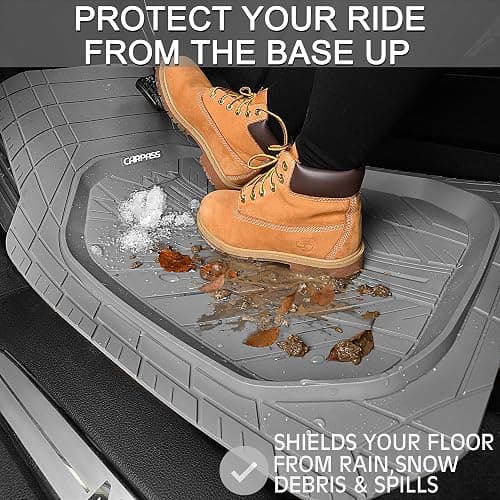 CAR PASS Deep Dish Rubber Floor Mats for Cars Full Set,Heavy Duty Car Mats,Universal Waterproof Trim-to Fit Automotive Floor Mats for Truck Van SUV, Durable All-Weather Car Mats 3-Piece (Light Gray) thumbnail 5